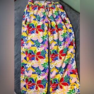 April Kiss Colorful Floral Linen Blend Beach Pants